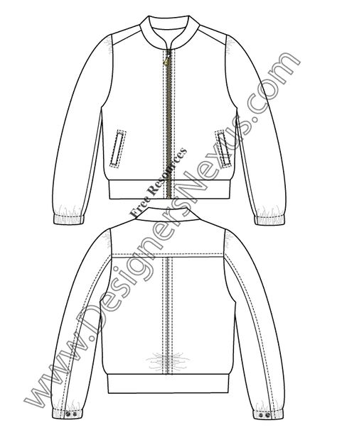 Fashion Drawing Template, Flat Fashion Sketch, Windbreaker Design, Jacket Drawing, Fashion Week Inspiration, Fashion Sketching, Fashion Show Poster, Flat Drawings, Vintage Childrens Clothing