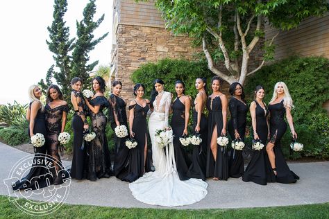 WAGS' Nicole Williams & NFL's Larry English: Our Wedding Photo Album | PEOPLE.com Nicole Williams, Black And White Wedding Theme, White Wedding Theme, Black Bridesmaids, Dark Wedding, English Wedding, Wedding Photo Albums, Black White Wedding, Black Bridesmaid Dresses