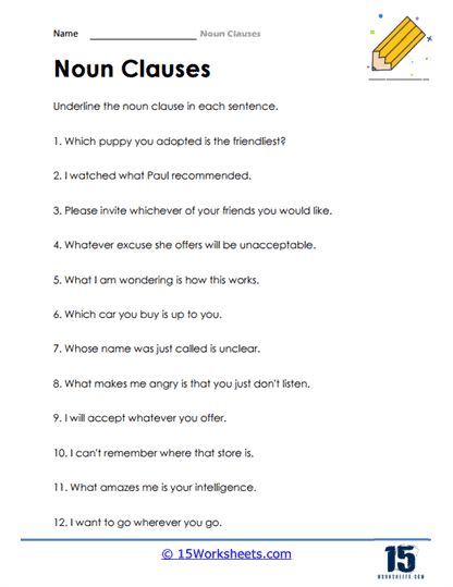 Noun Clauses Worksheets, Noun Clause, Clauses Worksheet, English Phrases, Printable Worksheets, Meant To Be, Reading