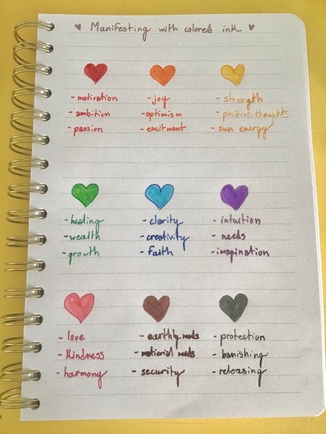 Manifesting Colors, Manifesting Pen Colors Meaning, Manifest With Colored Ink, Manifesting With Colored Ink, Pen Colors For Manifesting, Soulmate Manifestation Journal, Feminine Spirituality, Divine Feminine Spirituality, Vision Board Affirmations