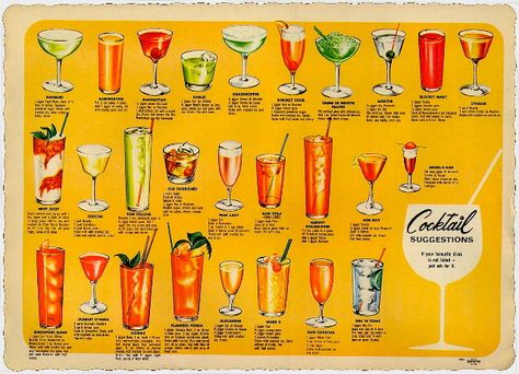 1970s cocktails - from my parent's dinner parties 1970s Cocktails, Vintage Design Poster, Types Of Drinks, Pink Squirrel, Usa Drinks, Vintage Cocktails, Vintage Dinner, Lounge Party, Vintage Poster Design