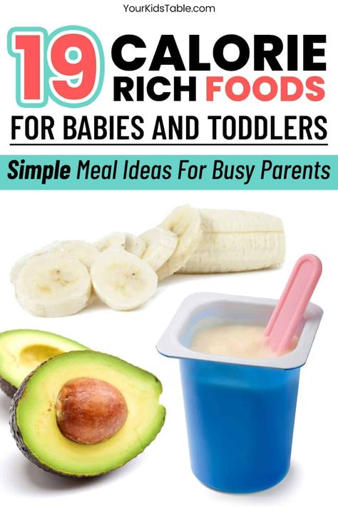 Try these high calorie foods for your baby or toddler if they are starting solids or need to gain weight. Simple ideas for increasing calories and nutrition for babies who are fully table foods, still breastfeeding, bottle feeding, or combo feeding. Great for babies who are using baby led weaning (BLW) or purees, and for increasing feeding independence during breakfast, lunch, dinner, and snacks.