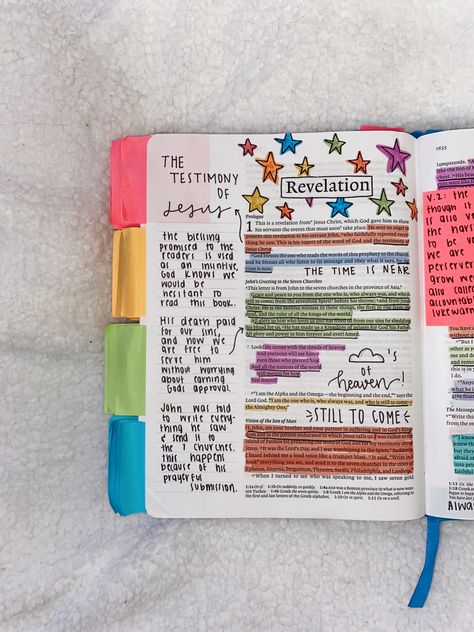 Bible Washi Tape Ideas, Revelation 1 Bible Journaling, Bible Highlighting, Bible Journal Notebooks, Revelation Bible, Bible Drawing, Revelation 1, Bible Journaling Ideas Drawings, Bible Doodling