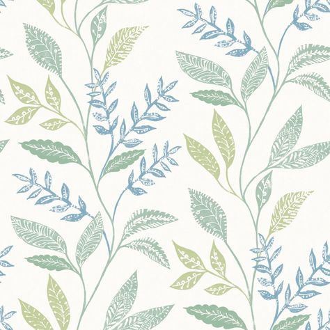 RoomMates Green and Blue Cottage Vine Peel and Stick Wallpaper | The Home Depot Canada Tree Mosaic, Dorm Furniture, Blue Cottage, Watercolor Tree, Sunrooms, Affordable Decor, Wall Ceiling, Peel Stick Wallpaper, Kitchen Wallpaper