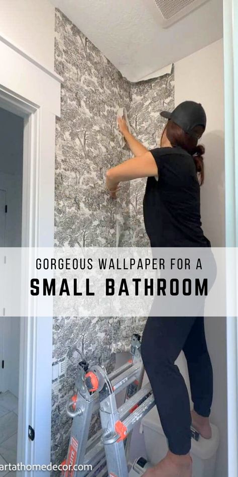 Discover the magic of wallpapers in your small bathroom or powder room and make them the talk of the town. From bold patterns to delicate designs, the perfect wallpaper can instantly revamp your space. See my blog for more details on how to choose and use wallpaper in your bathroom. Deco Powder Room, Small Powder Room With Wallpaper, Classic Bathroom Wallpaper, Diy Powder Room, Powder Rooms With Wallpaper, Wallpaper Small Bathroom Ideas, Glam Powder Room Ideas, Water Closet Wallpaper, Wallpaper Powder Room Ideas