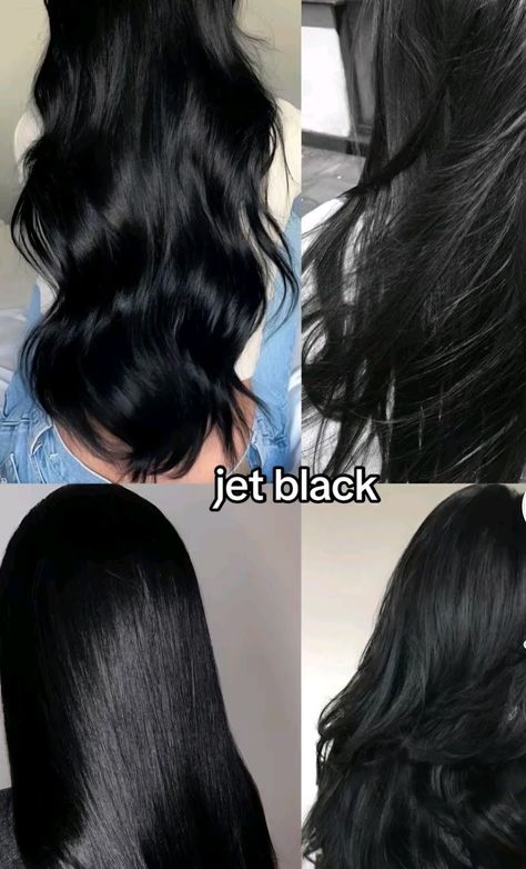 Black Hair Inspo Long, Black Hair Ideas Color, Black Hair Dyed, Jet Black Hair Color, Hair Dye Black, Black Hair Curly, Black Hair Ideas, Deep Black Hair, Dark Black Hair