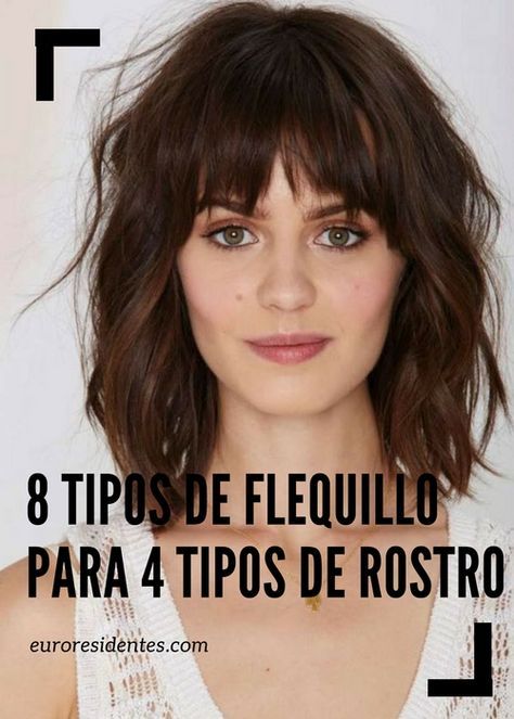 Descubre los tipos de flequillo y cual favorece más a cada tipo de rostro. Flequillo abierto, largo, recto,... Long Bob Con Flequillo, Curly Prom Hair, Favorite Hairstyles, Short Cut, Short Hair With Bangs, Medium Hair Cuts, Long Bob, Hair Bands, Short Bob Hairstyles