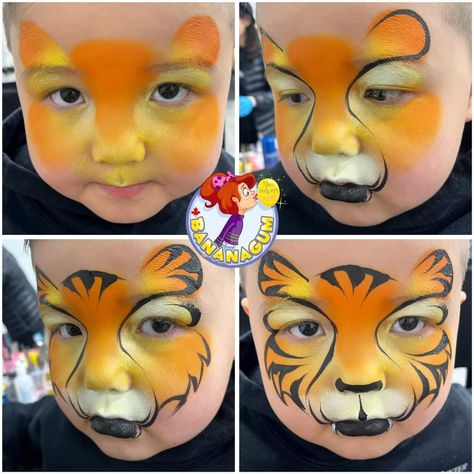 Simple Animal Face Paint, Easy Tiger Face Paint, Face Painting Tiger, Quick Face Paint, Circus Face Painting Ideas, Face Painting Animals, Tiger Face Paint, Lion Face Paint, Facepaint