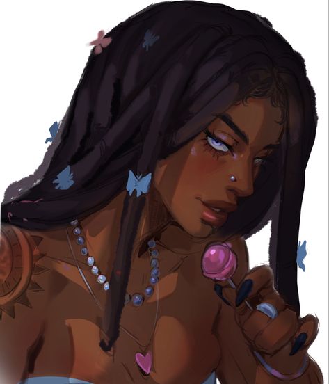 Poc Female Character Art, Black Oc Woman, Black Character Design Woman, Black Anime Characters Women Icon, Anime Black Woman Oc, Black Woman Anime Art, Black Anime Women Pfp, Black Woman Oc Art, Black Art Pfp