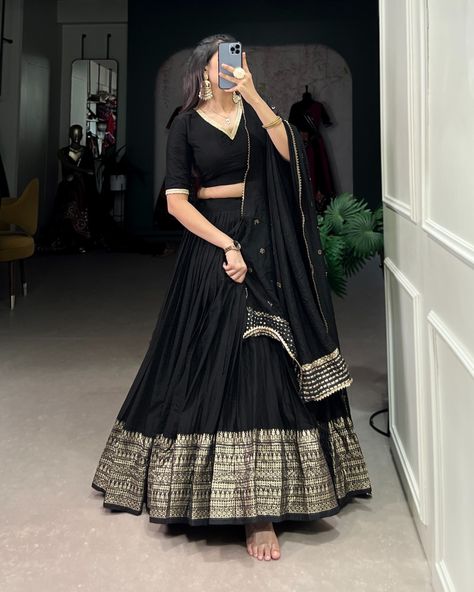 NAVARATRI COLLECTION 2024 Sequin Blouse Outfit, Plain Lehenga, Chanderi Lehenga, Zip Stitching, Lehenga Stitched, Chanderi Dupatta, Simple Lehenga, Navratri Dress, Black Lehenga