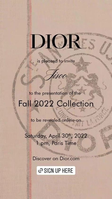 Dior Invitation Card, Dior Invitation, Card Jisoo, Story Invitation, Lily Rose Depp, Lily Rose, Yg Entertainment, Invitation Card, Ig Story