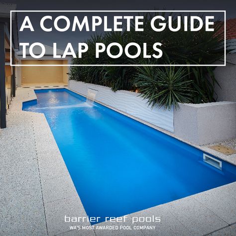 We discuss what lap pools are, who they are best suited for, the advantages of choosing a lap pool over other swimming pool options, and more. Lap Pool Landscaping, Lap Pools Backyard Inground, Home Lap Pool, Diy Lap Pool, Backyard Lap Pool, Barrier Reef Pools, Lap Pools Backyard, Swimming Pool Cost, Lap Pool Designs