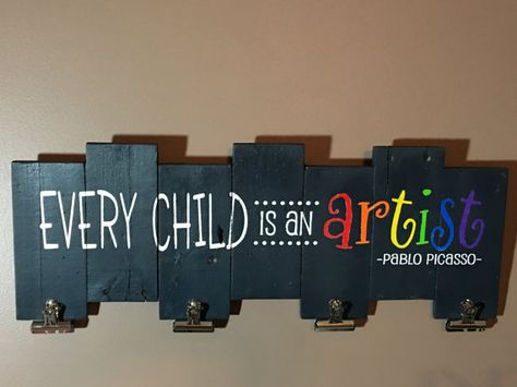 EVERY CHILD IS AN ARTIST! Love this! Every Child Is An Artist, Room Murals, Living Room Murals, Art Display Kids, Classroom Quotes, Stencil Ideas, Basement Family Room, Library Art, Crazy Ideas