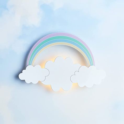 Cloud And Rainbow, Unique Wall Lights, Valentine Card Crafts, Cloud Rainbow, On Cloud Nine, Large Balloons, Wall Lights Bedroom, Twins Room, Indoor Wall Lights