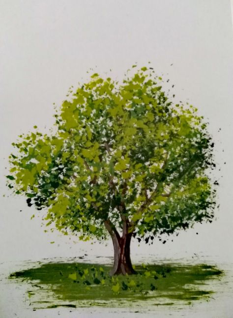 Green Tree Drawing, Tree Painting Simple, Diy Tree Painting, Easy Tree Painting, Tree Art Painting, Painting Of A Tree, Tree Wall Painting, Tree Watercolor Painting, Landscape Architecture Drawing