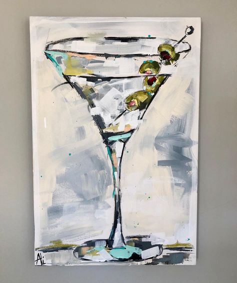 Ali Leja Designs on Instagram: “Figured out my next series! #martini#martinipainting#barpainting#barart#martinidrink#atlanta…” Martini Painting, Martini Art, Cocktail Art, Bar Art, Martini Cocktail, Season Of The Witch, Wine Cocktails, Abstract Canvas Art, White Painting