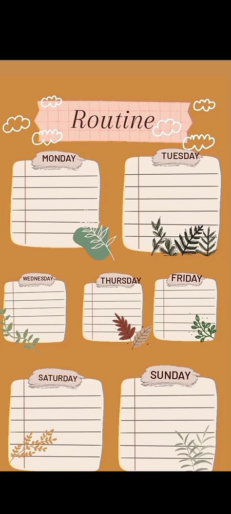 Monday To Sunday Template, Schedule Monday To Sunday, Diary Entry Format, Monday Routine, Routine Template, Nursing Wallpaper, Class Schedule Template, Class Routine, Timetable Template