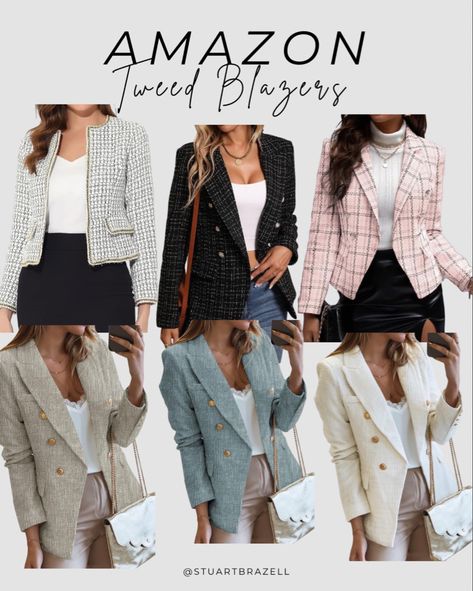 Favorite tweed blazers from amazon Tweed Blazer Outfit, Fall Blazer, Tweed Blazer, Blazer Outfits, Blazers For Women, Amazon Fashion, Must Haves, Plaid, Blazer