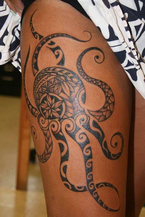 100 Polynesian Tattoo Photos That are Gorgeous Kraken Tattoo, Dove Tattoos, Octopus Tattoo Design, Octopus Tattoos, Marquesan Tattoos, Samoan Tattoo, Tattoos Geometric, Octopus Tattoo, Thigh Tattoos Women