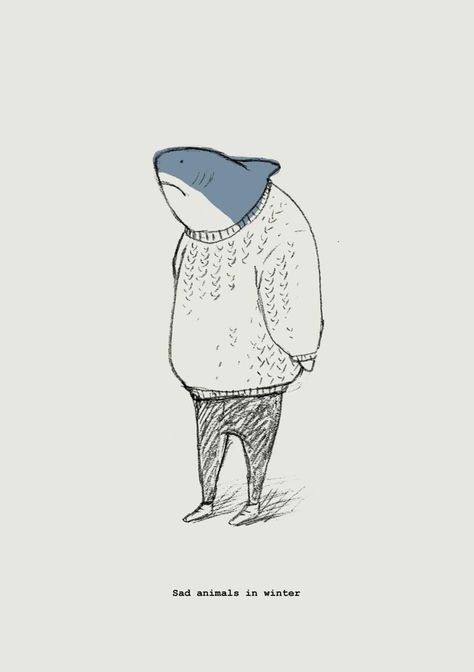 sweater weather Shark Drawing, Arte Doodle, Albrecht Durer, 캐릭터 드로잉, Winter Animals, Arte Sketchbook, Art Plastique, 그림 그리기, Drawing Inspiration