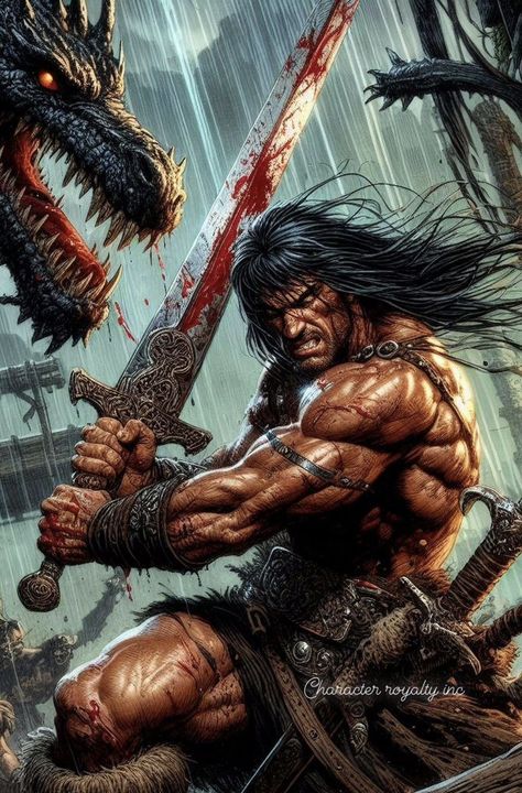 Barbarian Reference, Conan The Barbarian Art, Conan The Barbarian Comic, Barbarian Art, Conan O Barbaro, Conan The Destroyer, Geek Movies, Comic Book Artwork, Red Sonja