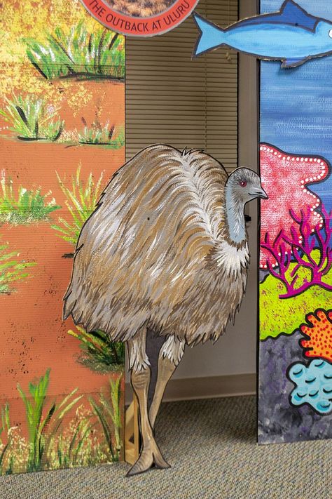 Who doesn't want to see an emu at Zoomerang VBS? Zoomerang Vbs Decor, Australian Vbs Decorations, Australia Vbs Decorations, Outback Vbs Decorations, Australian Outback Vbs Decorations, Zoomerang Vbs, Childrens Ministry Decor, Vacation Bible School Craft, Value Of Life