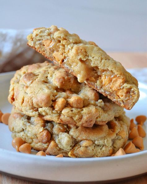 Hayley Parker on Instagram: “{NEW!!} My Grammie Pat was not known for her cooking. Every thanksgiving we’d have mashed potatoes from a box. I don’t even know if she…” Oatmeal Scotchies, Levain Cookies, Nyc Bakery, Butterscotch Cookies, Levain Bakery, Butterscotch Chips, Caramel Flavoring, Cookies Ingredients, Oatmeal Cookies