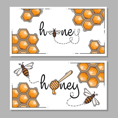 étiquettes ou logos rectangle miel et abeilles Honey Labels, Honey Label Design, Bee Sketch, Jam Packaging, Honey Logo, Honey Label, Honey Brand, Bd Art, Honey Packaging