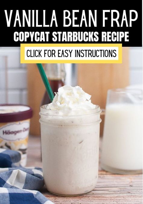 Craving a Starbucks Vanilla Bean Frappuccino? Learn how to make this popular drink with our easy-to-follow recipe. Using basic ingredients like vanilla bean ice cream and milk, you can recreate the creamy and flavorful Frappuccino in minutes. This homemade version is a perfect way to enjoy your favorite Starbucks treat without leaving home. Try it out today and savor the delicious taste of a vanilla bean Frappuccino. How To Make A Vanilla Bean Frappuccino, Vanilla Bean Coolatta, Vanilla Bean Frappachino Recipe, Vanilla Bean Frappe Recipe, Vanilla Frappuccino Recipe, Vanilla Bean Frappachino, Frappachino Recipe, Vanilla Bean Frappuccino Recipe, Starbucks Vanilla Frappuccino