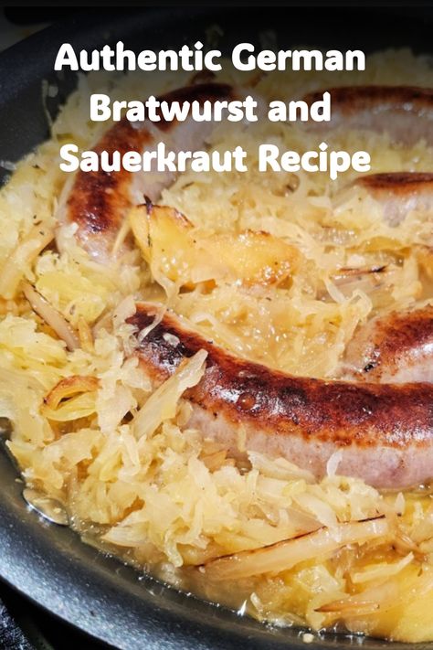 Oma’s German bratwurst and sauerkraut recipe with authentic flavors in this dish of hearty bratwurst, tangy sauerkraut, and apples, that popular throughout Germany. Sauerkraut Apples And Sausage, Knockwurst Recipes Sauerkraut, Sauerkraut With Apples And Onions, Fresh Kielbasa And Sauerkraut, Sauerkraut And Bratwurst, Authentic German Sauerkraut Recipe, German Brats And Sauerkraut, Polish Sausage And Sauerkraut Stovetop, German Pork And Sauerkraut