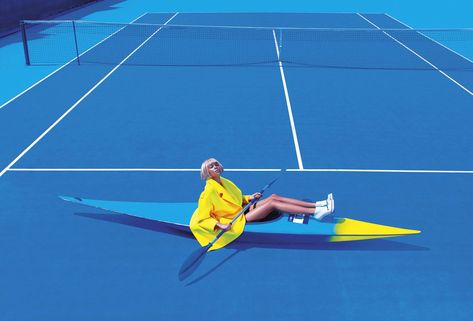 From Toiletpaper magazine. Toiletpaper Magazine, Blue Pics, Pierpaolo Ferrari, Maurizio Cattelan, Editorial Inspiration, Sports Aesthetic, Design Movements, Surrealism Photography, Quirky Fashion