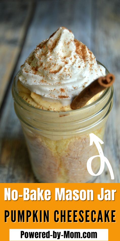 Love cheesecake? Love pumpkin? Well here you go with this easy but yummy no-bake mason jar pumpkin cheesecake dessert! Easy to put together and oh so yummy. Go and grab the recipe now. Mason Jar Pumpkin, Pumpkin Crockpot, No Bake Dessert Recipes, Cheesecake In A Jar, No Bake Pumpkin Cheesecake, No Bake Pumpkin Pie, Pumpkin Cake Recipes, Cheesecake Dessert, Dessert In A Jar