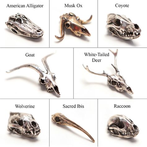 Fire & Bone animal skull jewelry and collectibles made using 3D-scanning, 3D-printing, and lost wax casting - www.fireandbone.com Antler Pendant, Metal Animal, Animal Skull, 3d Scanning, Wax Carving, Bone Jewelry, Animal Bones, Dope Jewelry, Wax Casting