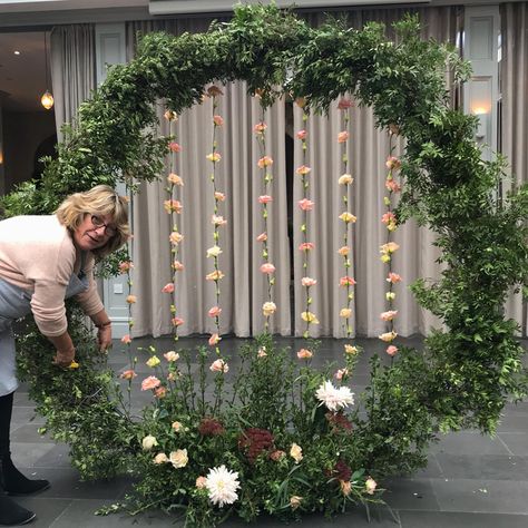 moongate circle round wedding arch for hire Passion for Flowers Diy Flower Circle Arch, Wisteria Circle Arch, Round Arbor Wedding, Round Arch With Flowers, Round Backdrop With Flowers, Circle Backdrop With Flowers, Circle Arbor Wedding, Moongate Arch Wedding, Round Flower Arch