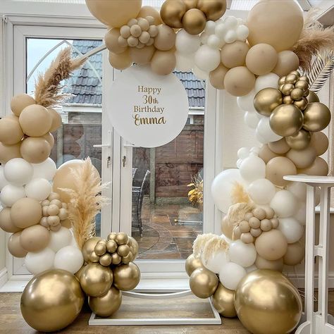 Gold Balloons Decorations, Baptism Party Decorations, Engagement Balloons, Boys Birthday Party Decorations, Black And Gold Balloons, Desain Quilling, Silver Balloon, Gender Reveal Decorations, Birthday Balloon Decorations