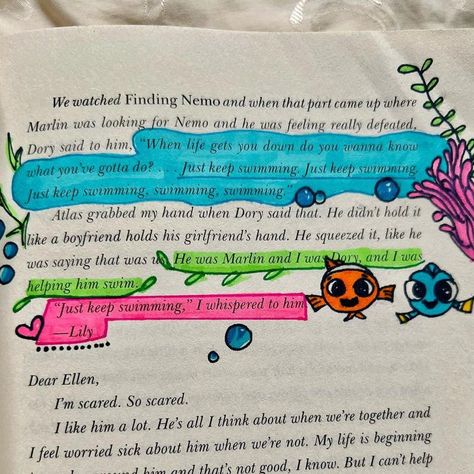 Finding Nemo Aesthetic, Nemo Aesthetic, Annoting Books, It Ends With Us Book, Book Lyrics, Annotated Books, Book Annotations, Romantic Book Quotes, Book Annotation