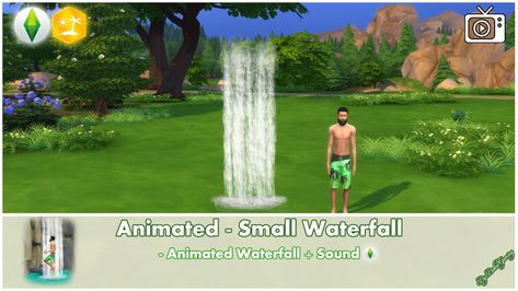 Sims 4 Waterfall Cc, Sims 4 Cc Waterfall, Sims 4 Waterfall, Sims 4 Cc Hair, Sims Medieval, Water Feature Wall, Cc Sims4, Sims 4 Studio, Outdoor Ponds