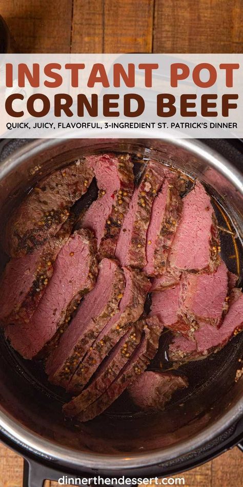 Instant Pot Corned Beef is easy to make, wonderfully tender, juicy, and flavorful with just 3 ingredients. It's the perfect St. Patrick's Day dinner made in the pressure cooker, or perfect for a Reuben sandwich. Corned Beef For Reubens Instant Pot, Corned Beef In Instant Pot With Beer, Shredded Corned Beef Crock Pot, Frozen Corn Beef Instant Pot, Frozen Corned Beef In Instant Pot, Corned Beef Instant Pot, Shredded Corned Beef, Beef Instant Pot, Instant Pot Roast