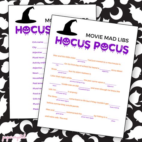 Hocus Pocus Party Ideas, Hocus Pocus Party Decoration, Adjectives Activities, Hocus Pocus Movie, Halloween Party Drinks, Hocus Pocus Party, Hocus Pocus 2, Silly Words, Food Games