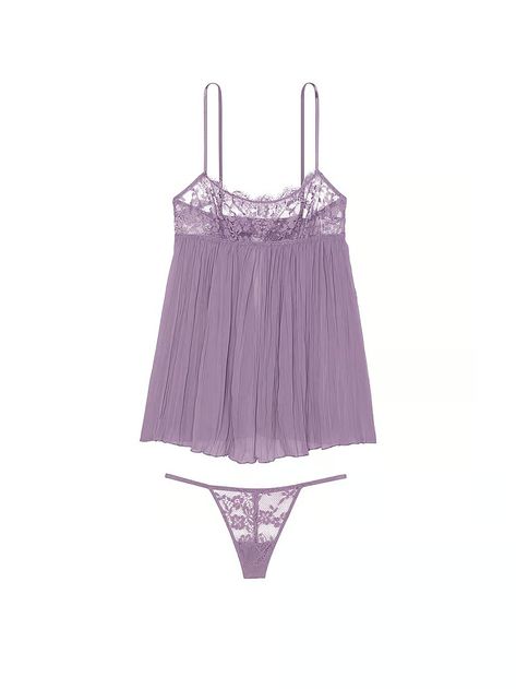 Buy Lace Pleated Babydoll Set - Order Babydolls online 1124936700 - Victoria's Secret US Lingerie Catalog, Sheer Skirt, Vintage Inspired Design, Lace Tops, Christmas Outfit, Baby Dolls, Vintage Inspired, Adjustable Straps, Victoria's Secret