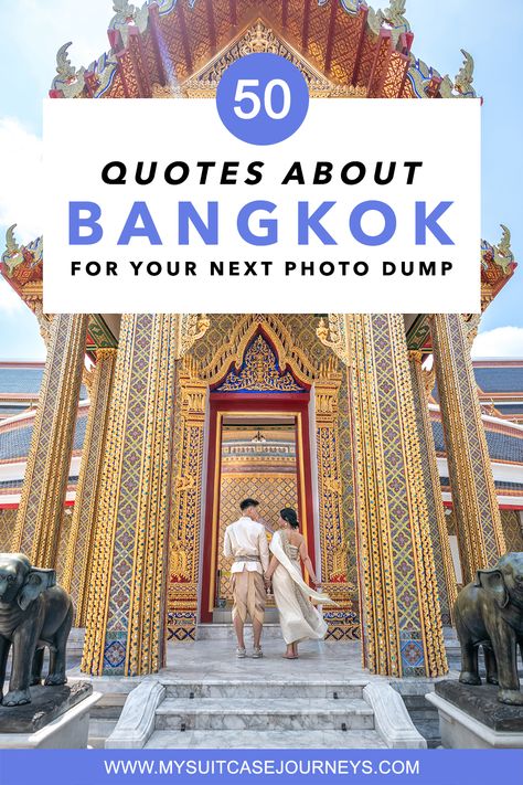 Stop wasting time on writing captions. Here are all the best quotes about Bangkok to go viral on Instagram! Thailand Instagram Captions, Thailand Captions Instagram, Quotes Thailand, Thailand Quote, All The Best Quotes, Writing Captions, Bangkok Photos, One Night In Bangkok, Vacation Captions