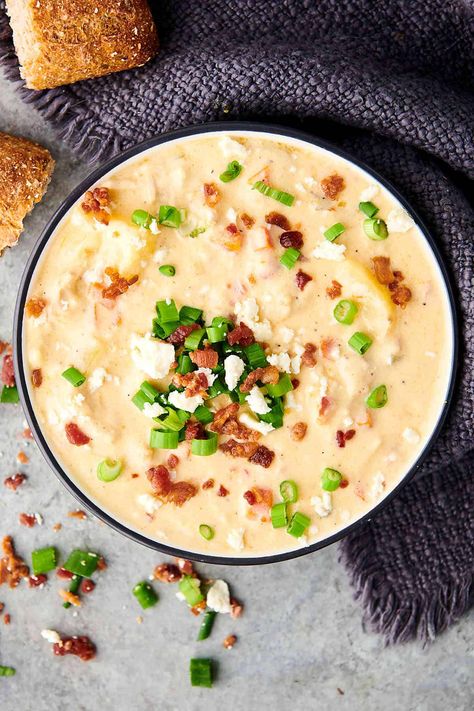 Chicken Potato Soup - with Leftover or Rotisserie Chicken and Bacon Chicken Lentil Soup, Rotisserie Chicken Soup, Chicken Potato Soup, Broccoli Cheese Soup Recipes, Cheese Soup Recipes, Chicken Potato, Leftovers Soup, French Onion Soup Recipe, Raw Potato