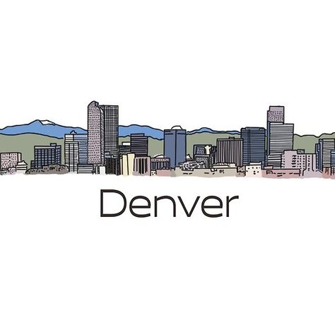 Hand Drawn Denver Skyline Downtown Denver Colorado, Colorado Painting, Denver Skyline, Downtown Denver, Mountain Tattoo, Fort Collins, Denver Colorado, Hardcover Notebook, Urban Art