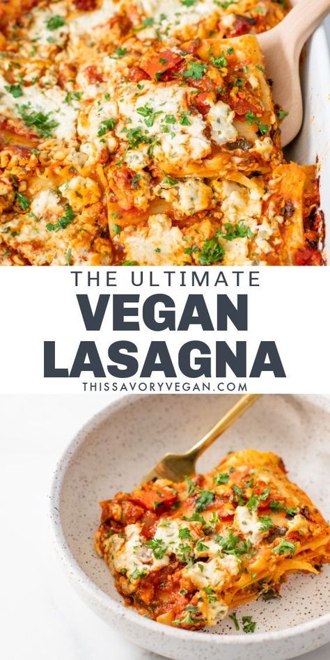 Lasagna Recipe Vegan, Vegan Lasagna Recipe, Ricotta Spinach, Vegan Ricotta, Vegan Casserole, Vegan Lasagna, Vegan Entree, Vegan Pasta Recipes, Vegan Italian