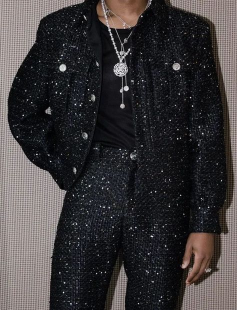 Glitz And Glam Outfit For Men, Sparkle Outfit Party, Glitz And Glam Outfit, Concert Style, Homecoming Outfit, Stylish Mens Suits, Sparkle Outfit, Masc Outfits, Masculine Fashion