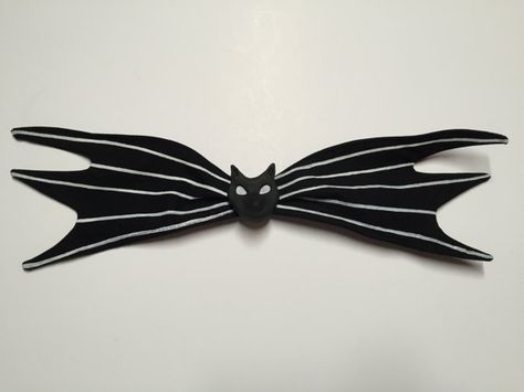 The Nightmare Before Christmas Jack Skellington Inspired Black Cat Bow Tie Halloween Costume Accessory Jack Skellington Tie Diy, Jack Skellington Boots, Nightmare Before Christmas Top Hat, Jack Skellington Ears Disney, Jack Skellington Bat Tie, Jack Skellington Cosplay, Bow Tie Template, Tie Template, Polymer Clay Cat