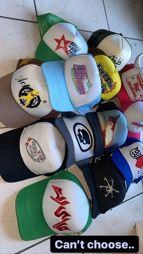 Custom Fitted Hats, Streetwear Hats, Dope Hats, Blue Aesthetic Pastel, Streetwear Fits, Vintage Trucker Hats, Art Department, Hat Ideas, Mens Fashion Streetwear