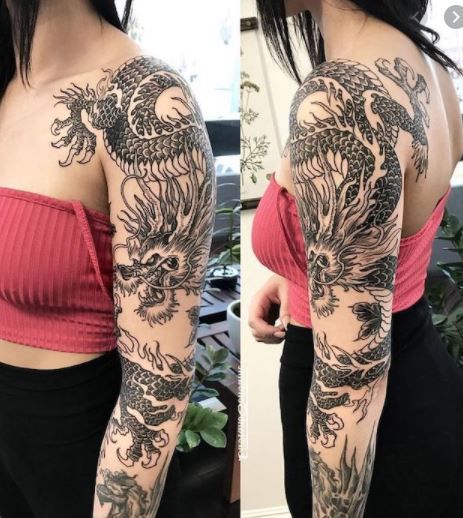 Voll Arm-tattoos, Tattoos Masculinas, Dragon Tattoo Arm, Wrap Around Tattoo, Dragon Sleeve Tattoos, Dragon Tattoo For Women, Full Arm Tattoos, Japanese Dragon Tattoos, Dragon Tattoos