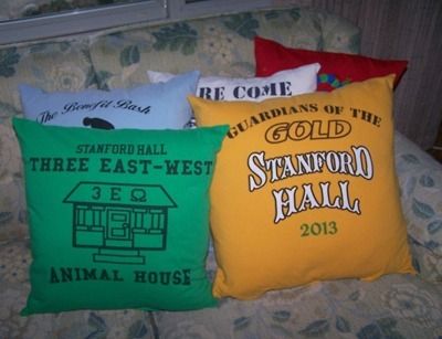 My friend wanted me to make her son dorm pillows out of his college tee-shirts. Memory Pillow From Shirt, Make Pillows, Tshirt Blanket, Memory Crafts, Tshirt Quilt, Memory Pillows, Tshirt Pillow, Sewing Pillows, Tshirt Crafts