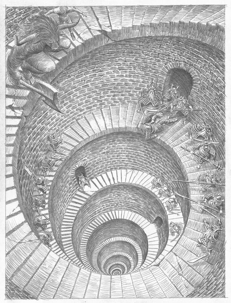 Fantasy Stairs, Stairs Art, Rotring Pens, How To Draw Stairs, Spiral Drawing, Stair Art, Harry Potter Universe, Spiral Stair, The Lizard